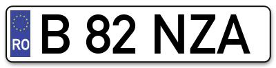 Placuta inmatriculare numar auto  B-82-NZA, B 82 NZA, B82NZA