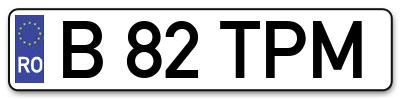 Placuta inmatriculare numar auto  B-82-TPM, B 82 TPM, B82TPM