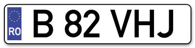 Placuta inmatriculare numar auto  B-82-VHJ, B 82 VHJ, B82VHJ