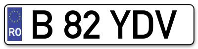 Placuta inmatriculare numar auto  B-82-YDV, B 82 YDV, B82YDV