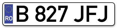 Placuta inmatriculare numar auto  B-827-JFJ, B 827 JFJ, B827JFJ
