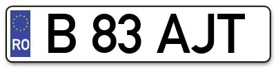 Placuta inmatriculare numar auto  B-83-AJT, B 83 AJT, B83AJT
