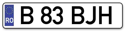 Placuta inmatriculare numar auto  B-83-BJH, B 83 BJH, B83BJH