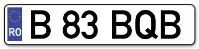 Placuta inmatriculare numar auto  B-83-BQB, B 83 BQB, B83BQB