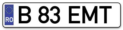 Placuta inmatriculare numar auto  B-83-EMT, B 83 EMT, B83EMT