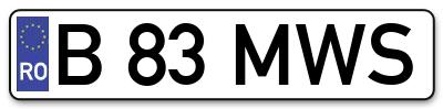 Placuta inmatriculare numar auto  B-83-MWS, B 83 MWS, B83MWS