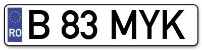 Placuta inmatriculare numar auto  B-83-MYK, B 83 MYK, B83MYK