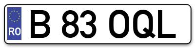 Placuta inmatriculare numar auto  B-83-OQL, B 83 OQL, B83OQL