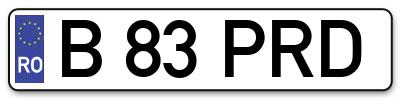 Placuta inmatriculare numar auto  B-83-PRD, B 83 PRD, B83PRD