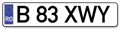 Placuta inmatriculare numar auto  B-83-XWY, B 83 XWY, B83XWY