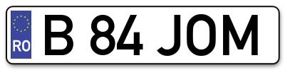 Placuta inmatriculare numar auto  B-84-JOM, B 84 JOM, B84JOM