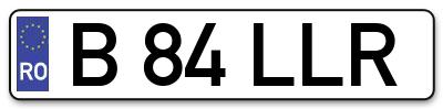 Placuta inmatriculare numar auto  B-84-LLR, B 84 LLR, B84LLR