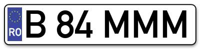 Placuta inmatriculare numar auto  B-84-MMM, B 84 MMM, B84MMM