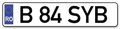 Placuta inmatriculare numar auto  B-84-SYB, B 84 SYB, B84SYB