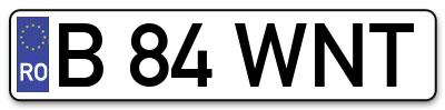 Placuta inmatriculare numar auto  B-84-WNT, B 84 WNT, B84WNT
