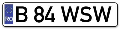Placuta inmatriculare numar auto  B-84-WSW, B 84 WSW, B84WSW