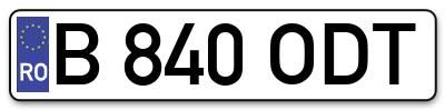 Placuta inmatriculare numar auto  B-840-ODT, B 840 ODT, B840ODT