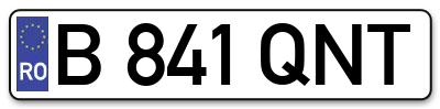 Placuta inmatriculare numar auto  B-841-QNT, B 841 QNT, B841QNT
