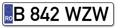 Placuta inmatriculare numar auto  B-842-WZW, B 842 WZW, B842WZW