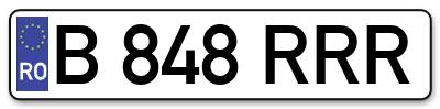 Placuta inmatriculare numar auto  B-848-RRR, B 848 RRR, B848RRR