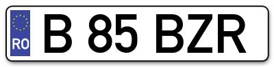 Placuta inmatriculare numar auto  B-85-BZR, B 85 BZR, B85BZR