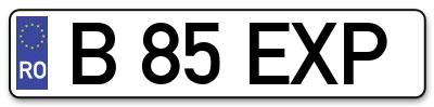 Placuta inmatriculare numar auto  B-85-EXP, B 85 EXP, B85EXP