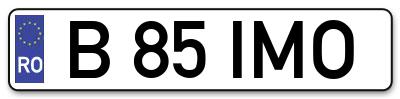 Placuta inmatriculare numar auto  B-85-IMO, B 85 IMO, B85IMO