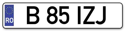 Placuta inmatriculare numar auto  B-85-IZJ, B 85 IZJ, B85IZJ
