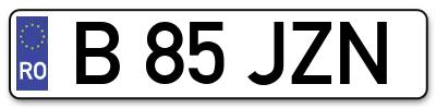 Placuta inmatriculare numar auto  B-85-JZN, B 85 JZN, B85JZN