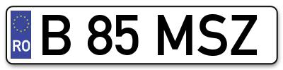 Placuta inmatriculare numar auto  B-85-MSZ, B 85 MSZ, B85MSZ