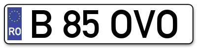 Placuta inmatriculare numar auto  B-85-OVO, B 85 OVO, B85OVO