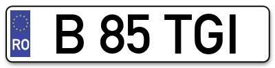 Placuta inmatriculare numar auto  B-85-TGI, B 85 TGI, B85TGI