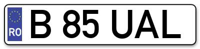 Placuta inmatriculare numar auto  B-85-UAL, B 85 UAL, B85UAL