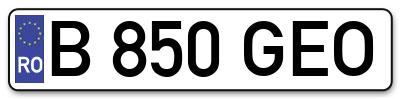 Placuta inmatriculare numar auto  B-850-GEO, B 850 GEO, B850GEO