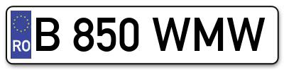 Placuta inmatriculare numar auto  B-850-WMW, B 850 WMW, B850WMW