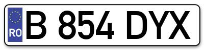 Placuta inmatriculare numar auto  B-854-DYX, B 854 DYX, B854DYX
