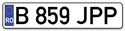 Placuta inmatriculare numar auto  B-859-JPP, B 859 JPP, B859JPP