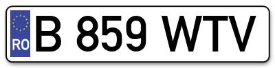 Placuta inmatriculare numar auto  B-859-WTV, B 859 WTV, B859WTV