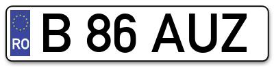 Placuta inmatriculare numar auto  B-86-AUZ, B 86 AUZ, B86AUZ