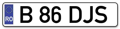 Placuta inmatriculare numar auto  B-86-DJS, B 86 DJS, B86DJS