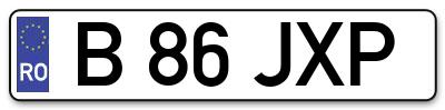 Placuta inmatriculare numar auto  B-86-JXP, B 86 JXP, B86JXP