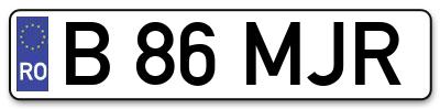 Placuta inmatriculare numar auto  B-86-MJR, B 86 MJR, B86MJR