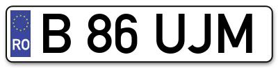 Placuta inmatriculare numar auto  B-86-UJM, B 86 UJM, B86UJM