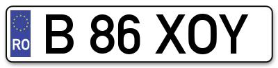 Placuta inmatriculare numar auto  B-86-XOY, B 86 XOY, B86XOY