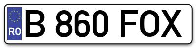 Placuta inmatriculare numar auto  B-860-FOX, B 860 FOX, B860FOX