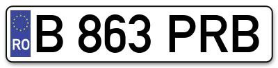 Placuta inmatriculare numar auto  B-863-PRB, B 863 PRB, B863PRB