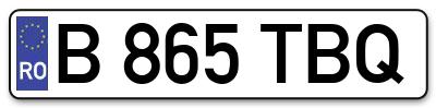 Placuta inmatriculare numar auto  B-865-TBQ, B 865 TBQ, B865TBQ