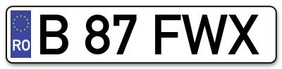 Placuta inmatriculare numar auto  B-87-FWX, B 87 FWX, B87FWX