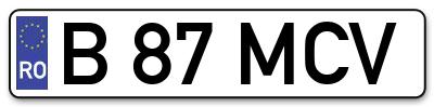 Placuta inmatriculare numar auto  B-87-MCV, B 87 MCV, B87MCV