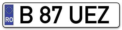 Placuta inmatriculare numar auto  B-87-UEZ, B 87 UEZ, B87UEZ